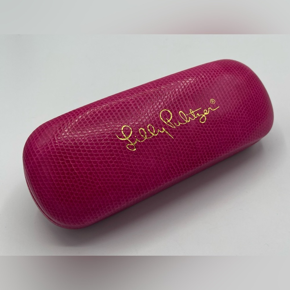 Lilly Pulitzer Pink Faux Lizard Skin Eyeglasses Sunglasses Case Hard Case NWOT